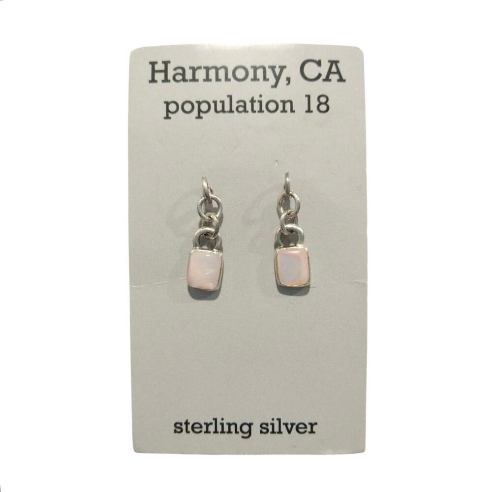 Population 18  Sterling Silver 925 Dangle Earrings Pink Glasswork Posts Signed
